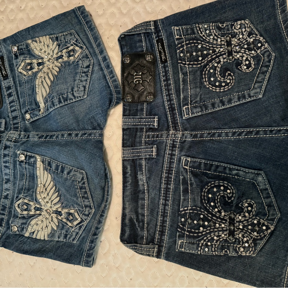Two pairs of Miss Me Jean shorts, size 25.